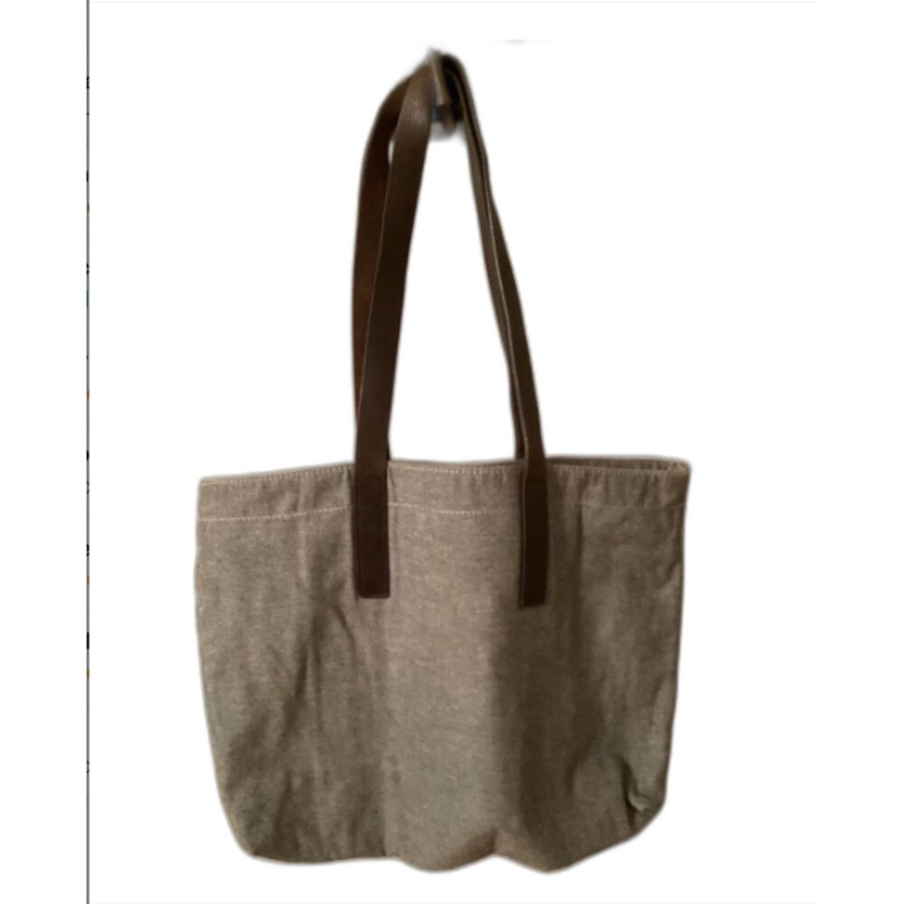 Everlane Grey The Twill Zip Tote with Leather Straps